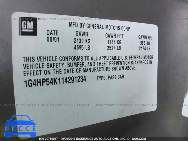 2001 Buick Lesabre 1G4HP54K114291234 image 8