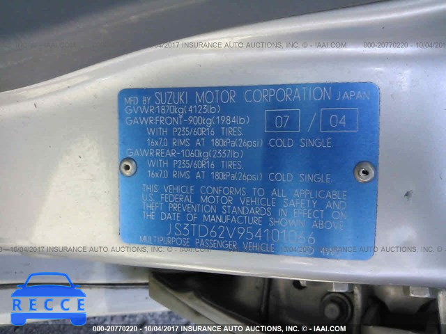 2005 Suzuki Grand Vitara JS3TD62V954101066 image 8