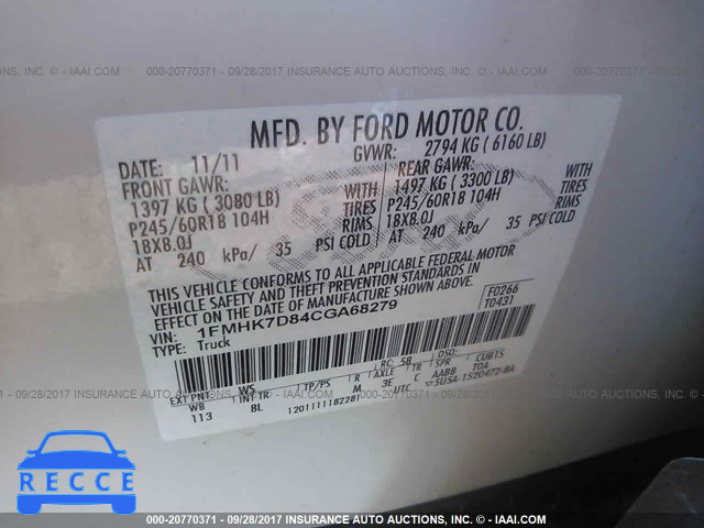 2012 Ford Explorer XLT 1FMHK7D84CGA68279 image 8