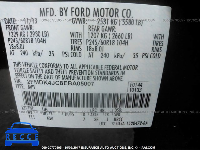2014 Ford Edge SEL 2FMDK4JC8EBA05007 зображення 8
