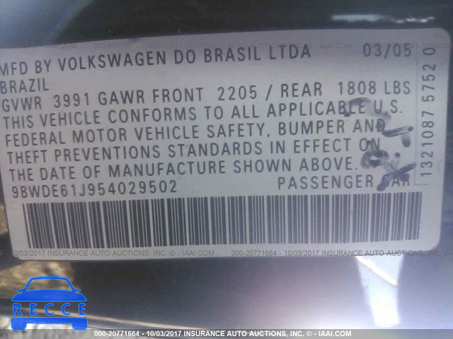 2005 Volkswagen GTI 9BWDE61J954029502 image 8