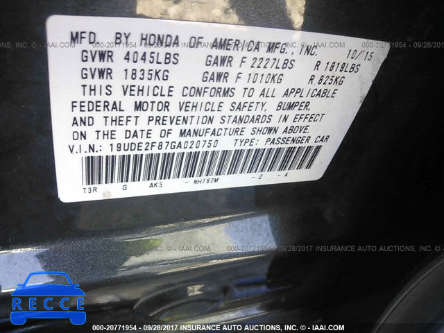 2016 Acura ILX 19UDE2F87GA020750 image 8