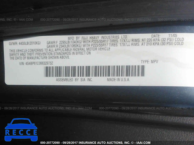 2006 Subaru Legacy OUTBACK 2.5I 4S4BP61C066329752 image 8