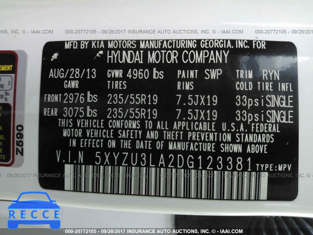 2013 Hyundai Santa Fe Sport 5XYZU3LA2DG123381 image 8