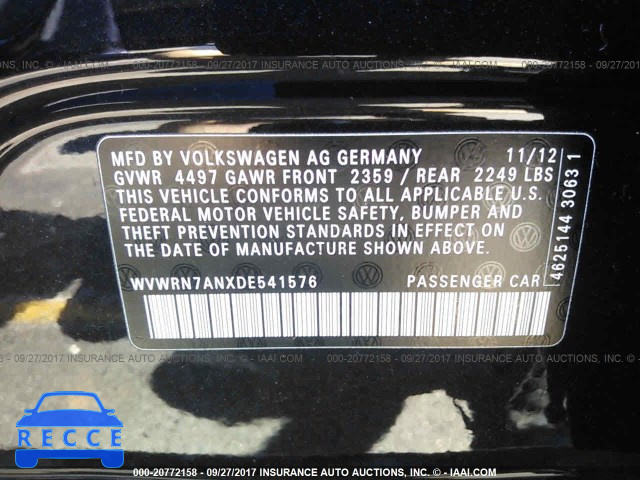 2013 Volkswagen CC LUXURY WVWRN7ANXDE541576 зображення 8
