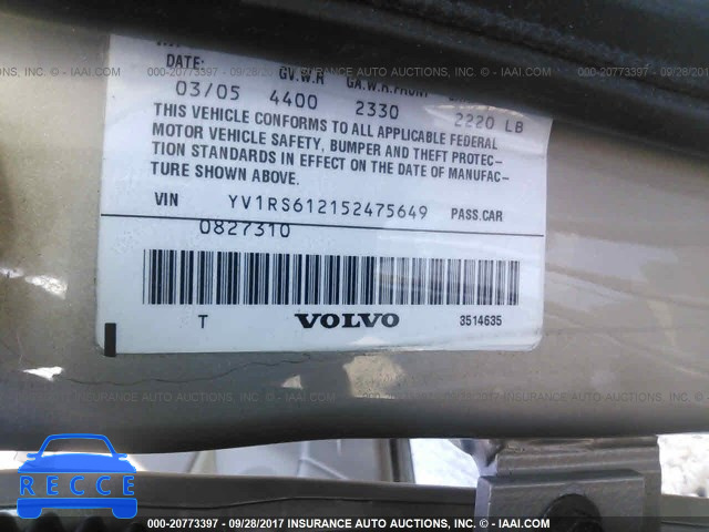 2005 Volvo S60 YV1RS612152475649 зображення 8