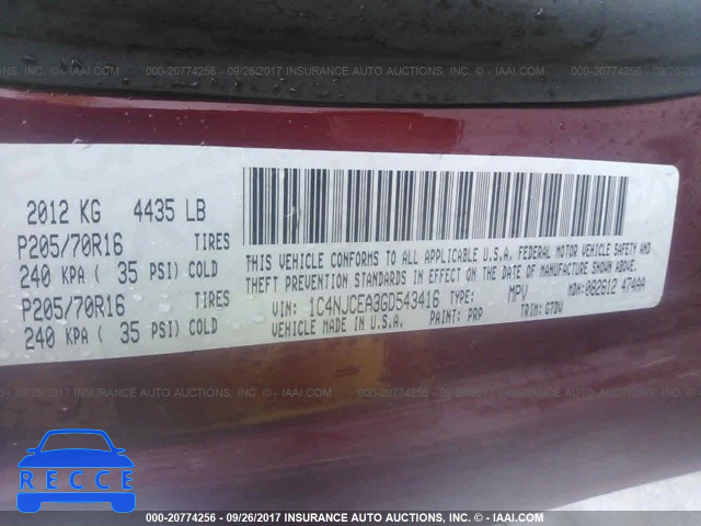 2016 Jeep Compass 1C4NJCEA3GD543416 image 8