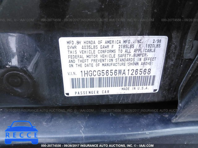 1998 HONDA ACCORD 1HGCG5656WA126568 image 8