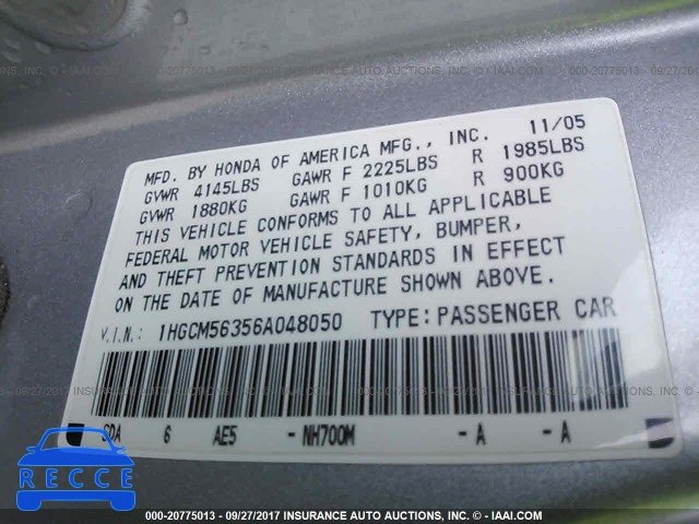 2006 Honda Accord 1HGCM56356A048050 image 8