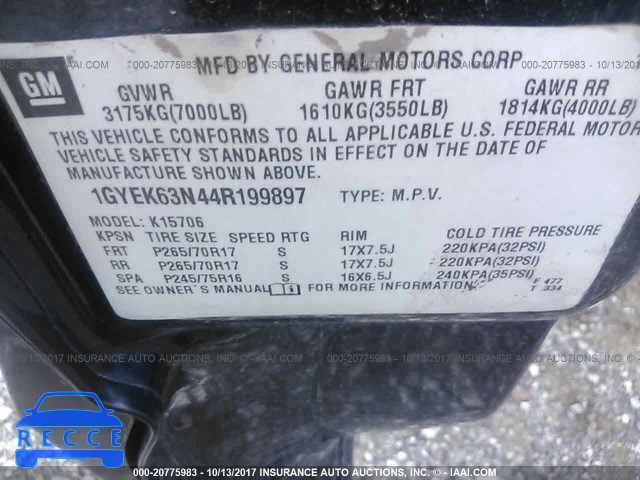 2004 Cadillac Escalade LUXURY 1GYEK63N44R199897 Bild 8
