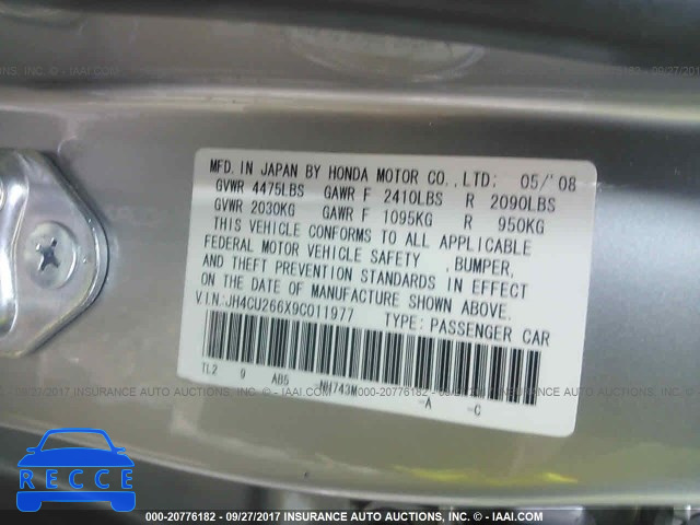 2009 Acura TSX JH4CU266X9C011977 image 8