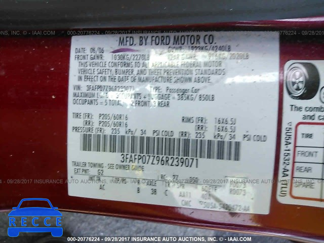 2006 FORD FUSION 3FAFP07Z96R239071 image 8