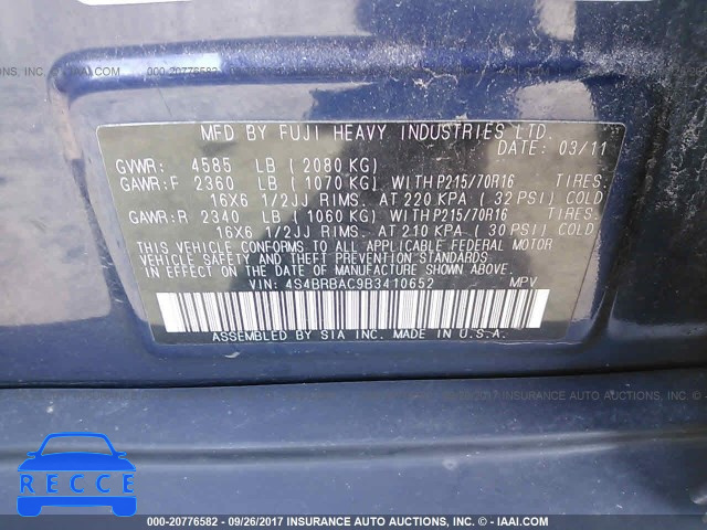 2011 Subaru Outback 2.5I 4S4BRBAC9B3410652 Bild 8