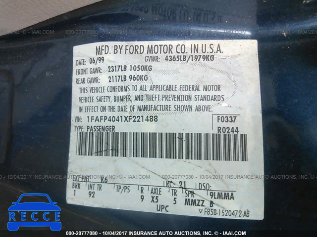1999 Ford Mustang 1FAFP4041XF221488 зображення 8