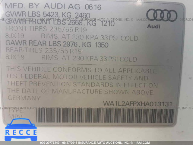 2017 AUDI Q5 PREMIUM PLUS WA1L2AFPXHA013131 image 8