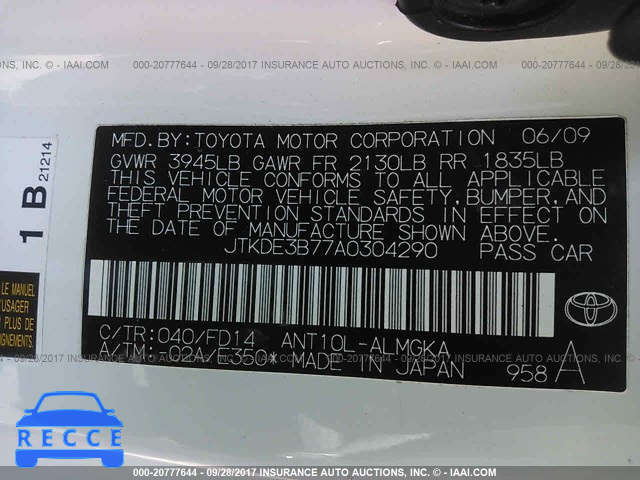 2010 Scion TC JTKDE3B77A0304290 image 8