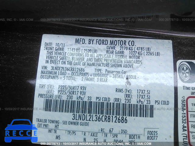 2012 Lincoln MKZ HYBRID 3LNDL2L36CR812686 Bild 8