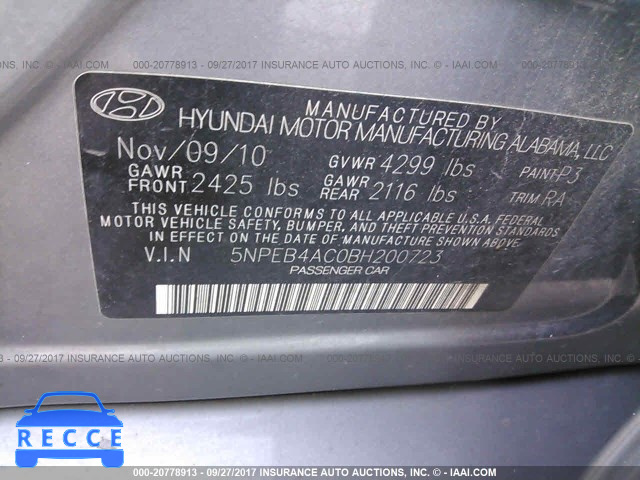 2011 HYUNDAI SONATA 5NPEB4AC0BH200723 image 8