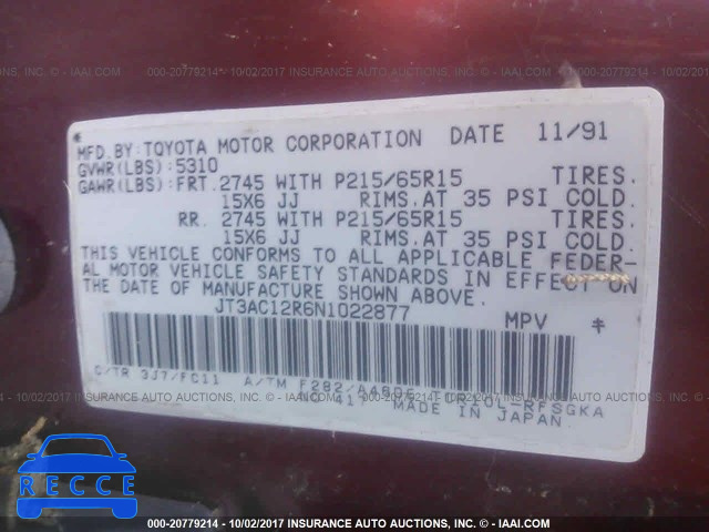 1992 Toyota Previa LE JT3AC12R6N1022877 image 8