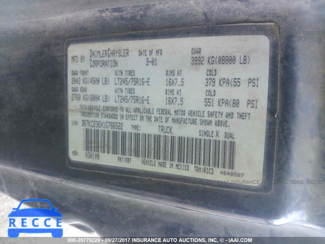 2001 Dodge RAM 2500 3B7KC236X1G766522 зображення 8