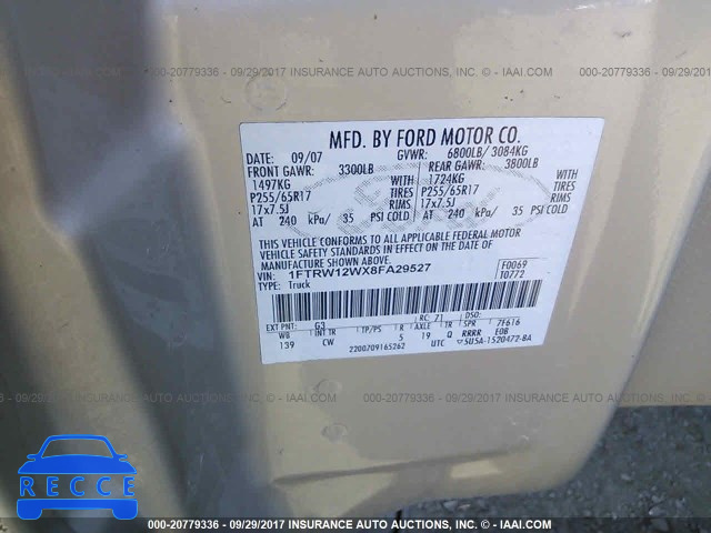 2008 Ford F150 1FTRW12WX8FA29527 image 8