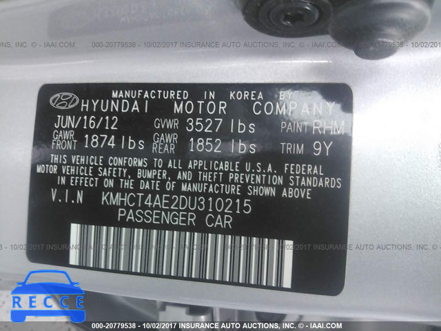2013 Hyundai Accent KMHCT4AE2DU310215 image 8