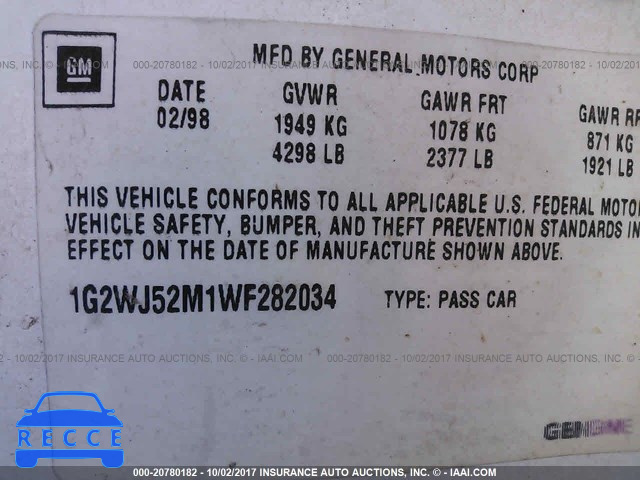 1998 Pontiac Grand Prix SE 1G2WJ52M1WF282034 image 8