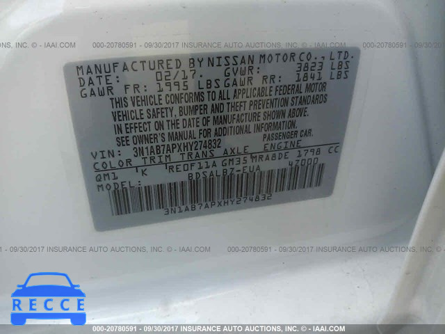 2017 NISSAN SENTRA 3N1AB7APXHY274832 image 8