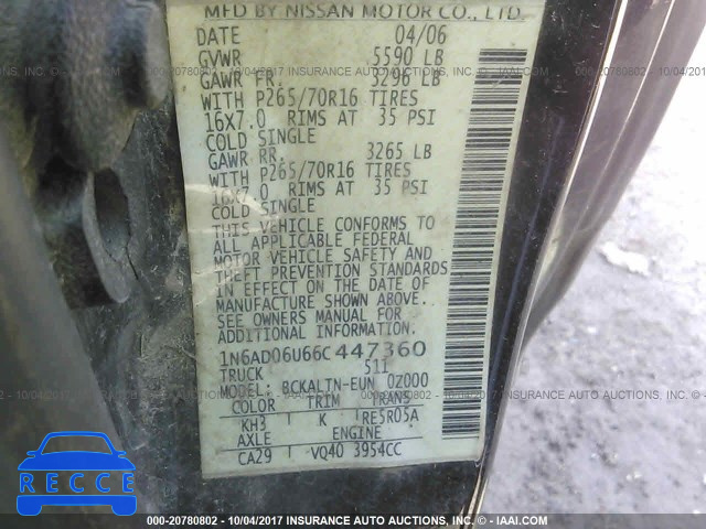 2006 Nissan Frontier 1N6AD06U66C447360 image 8