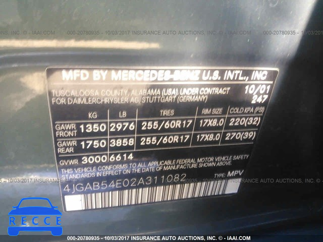 2002 Mercedes-benz ML 320 4JGAB54E02A311082 image 8
