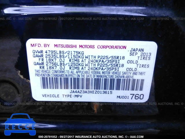 2014 Mitsubishi Outlander JA4AZ3A3XEZ013615 зображення 8