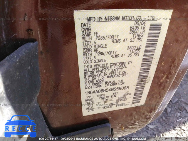 2004 Nissan Titan 1N6AA06B54N559088 image 8