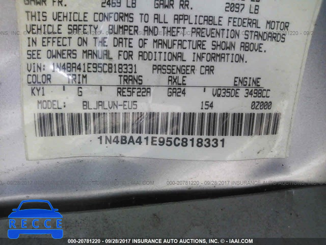 2005 Nissan Maxima 1N4BA41E95C818331 image 8