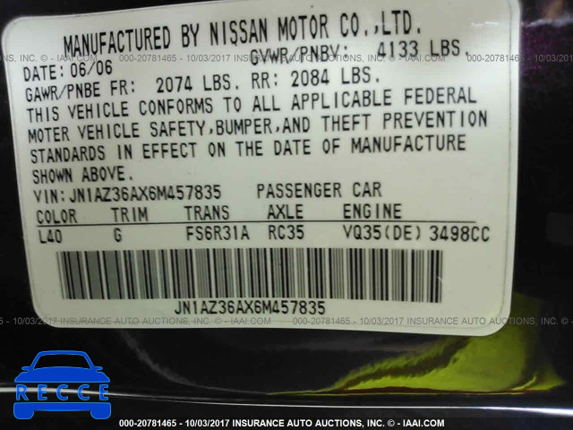 2006 Nissan 350Z ROADSTER JN1AZ36AX6M457835 image 8