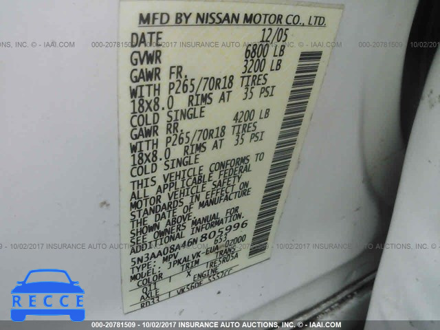 2006 Infiniti QX56 5N3AA08A46N805996 image 8