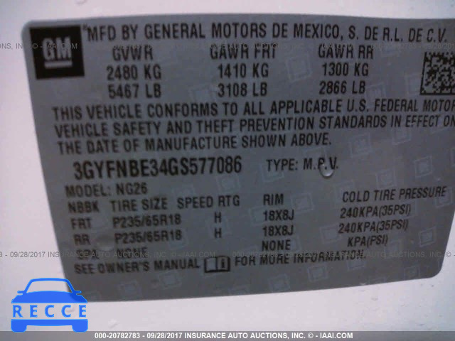 2016 Cadillac SRX LUXURY COLLECTION 3GYFNBE34GS577086 Bild 8