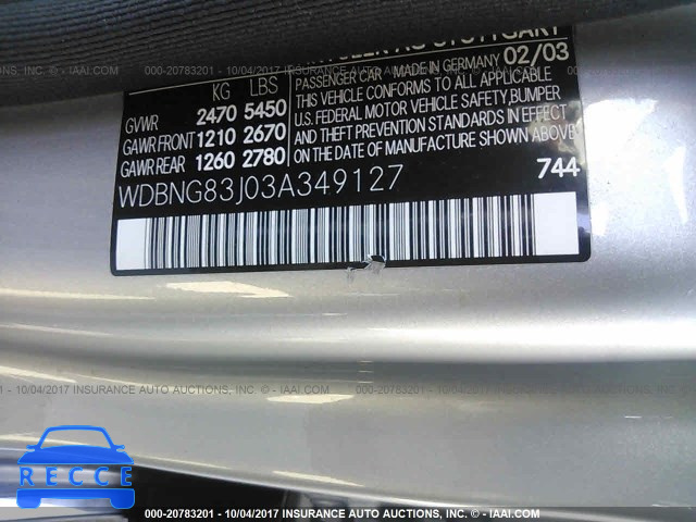2003 Mercedes-benz S WDBNG83J03A349127 image 8