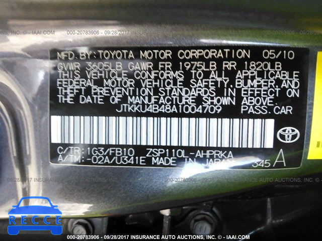 2010 Scion XD JTKKU4B48A1004709 image 8