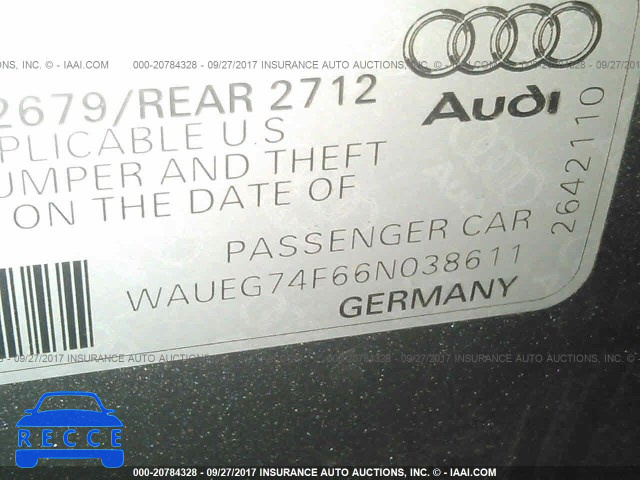2006 Audi A6 S-LINE 3.2 QUATTRO WAUEG74F66N038611 image 8