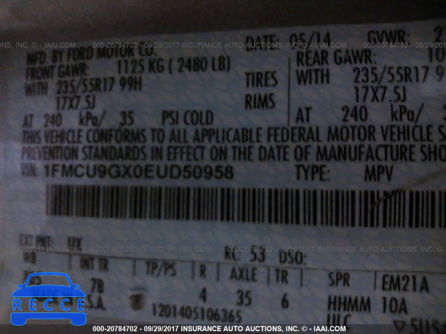 2014 Ford Escape 1FMCU9GX0EUD50958 image 8