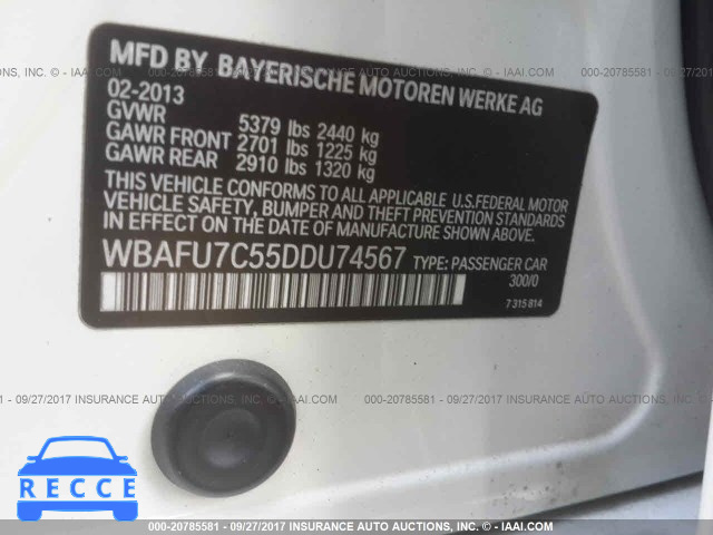2013 BMW 535 XI WBAFU7C55DDU74567 зображення 8