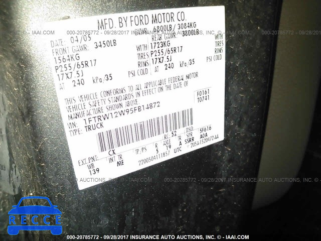 2005 Ford F150 1FTRW12W95FB14872 image 8