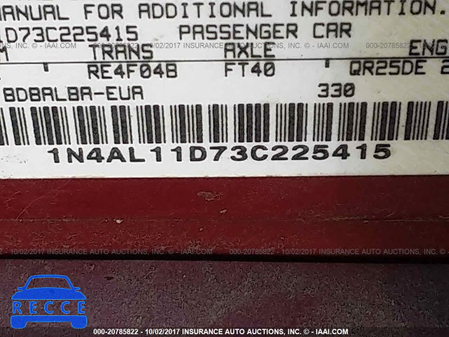 2003 Nissan Altima 1N4AL11D73C225415 image 8