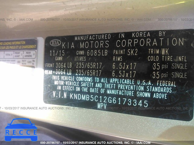 2016 KIA SEDONA LX KNDMB5C12G6173345 image 8