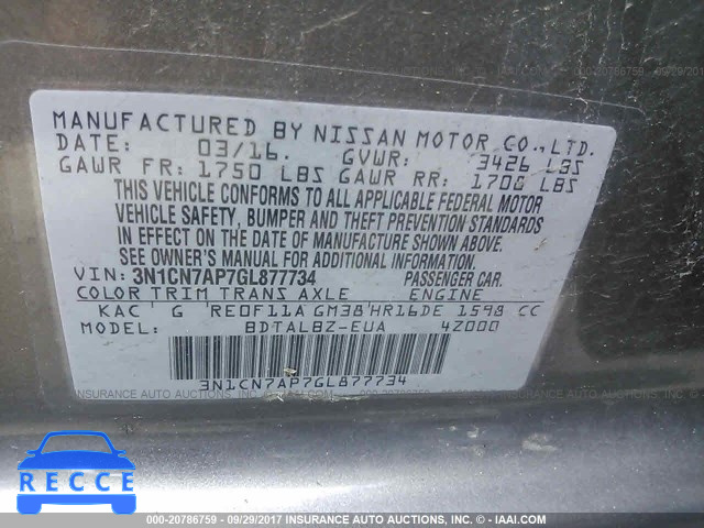 2016 Nissan Versa 3N1CN7AP7GL877734 image 8