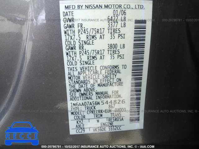 2006 Nissan Titan XE/SE/LE 1N6AA07A56N544826 image 8