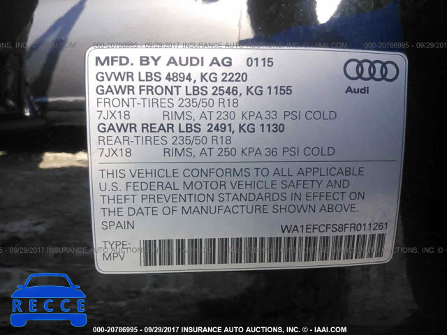 2015 Audi Q3 WA1EFCFS8FR011261 image 8