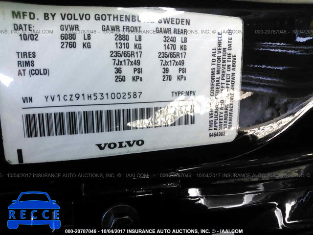2003 Volvo XC90 YV1CZ91H531002587 Bild 8