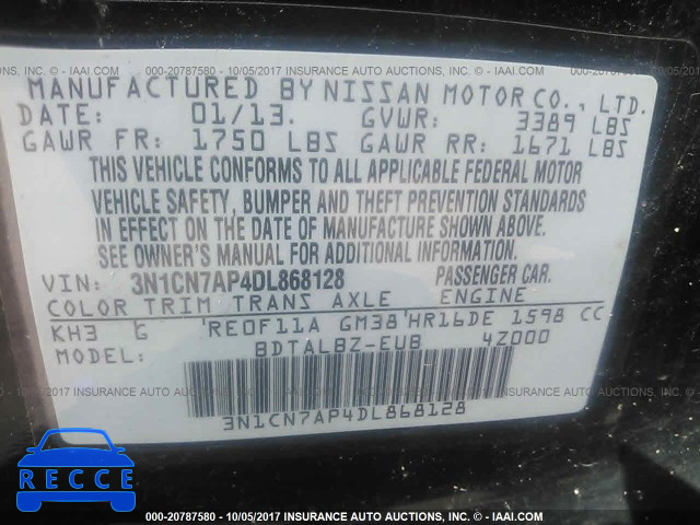 2013 Nissan Versa 3N1CN7AP4DL868128 image 8