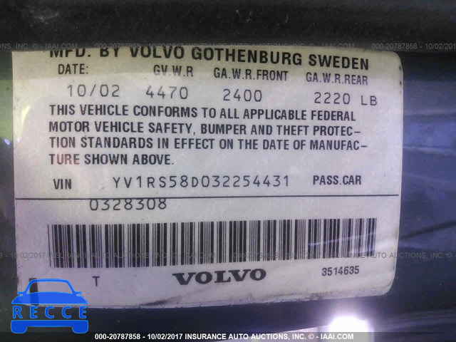 2003 Volvo S60 YV1RS58D032254431 image 8